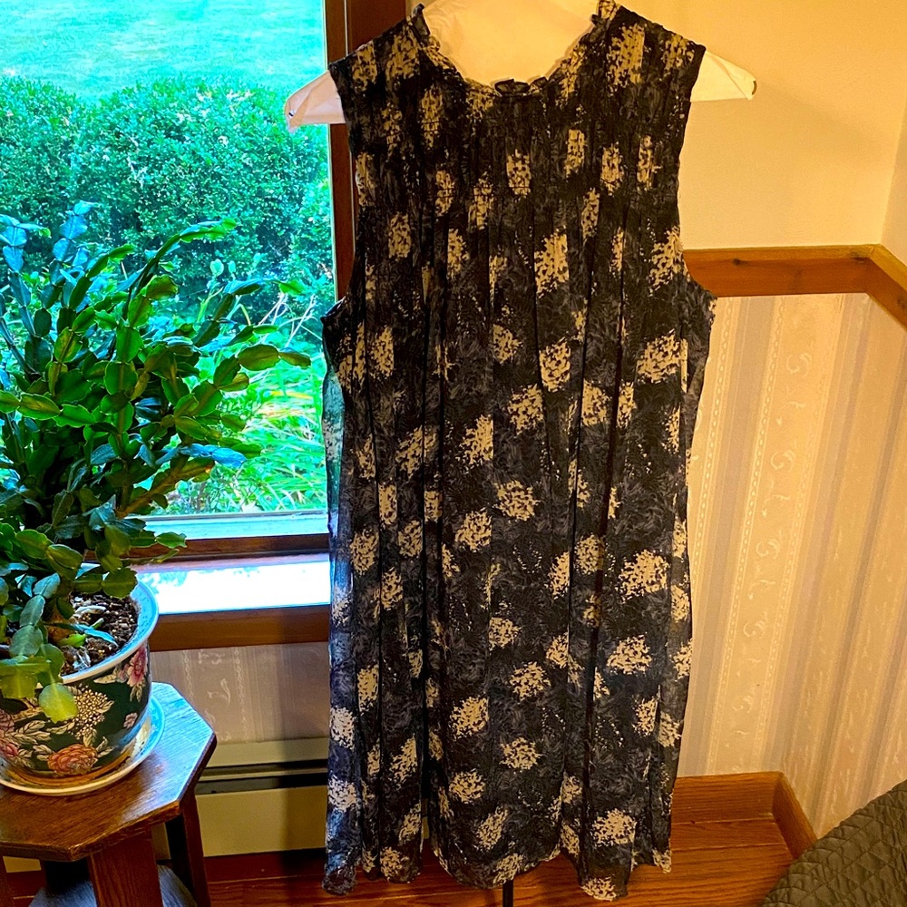 Joie Black and Cream Floral Midi Dress
